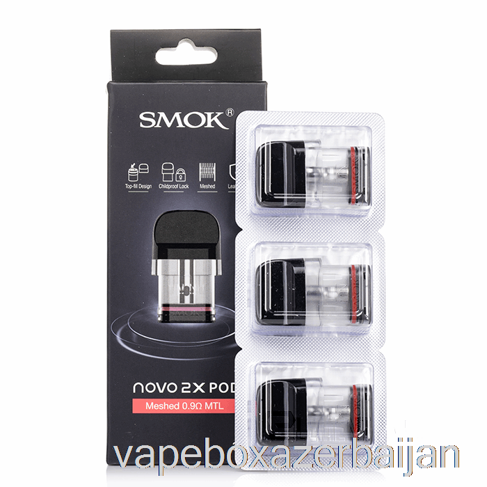 E-Juice Vape SMOK NOVO 2X Replacement Pods 0.9ohm Meshed MTL Pods